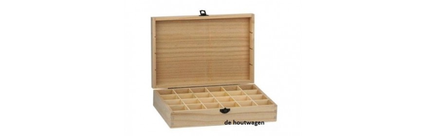 houten kisten met vakverdeling